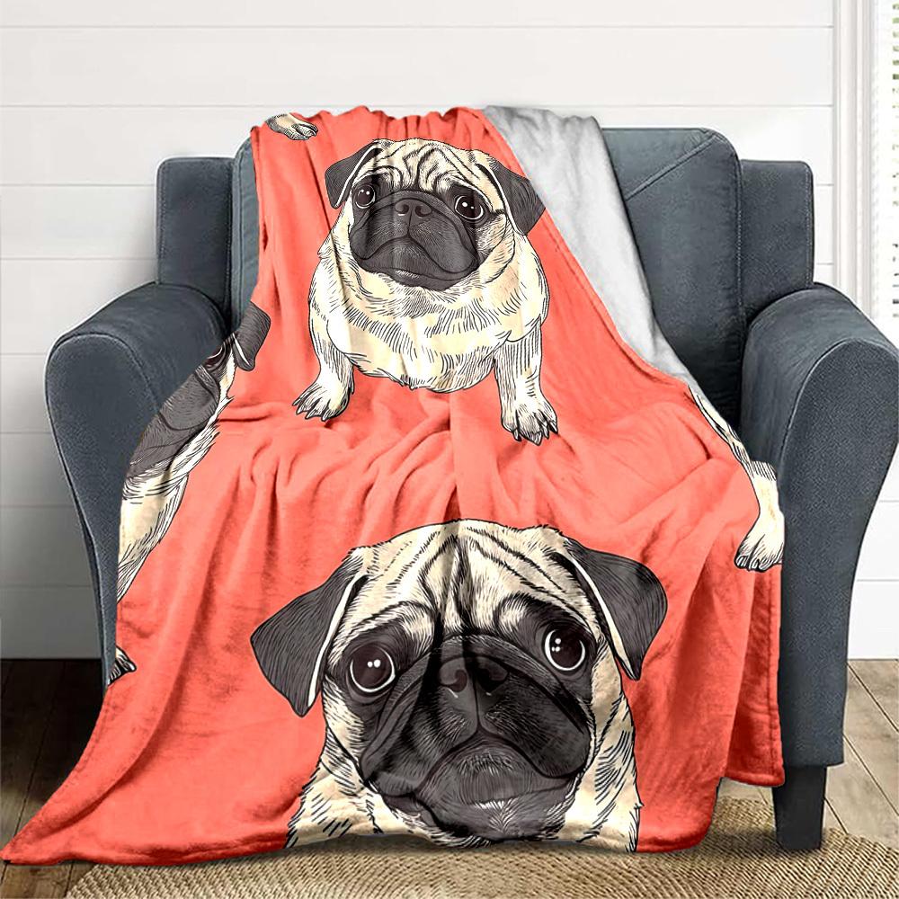 1pc Pug Blanket Warm, Cozy, And Soft, Suitable for Sofas, Beds, Cars, And Office Use.Perfect for Camping And Travel, Making It a Great Gift for Any Se