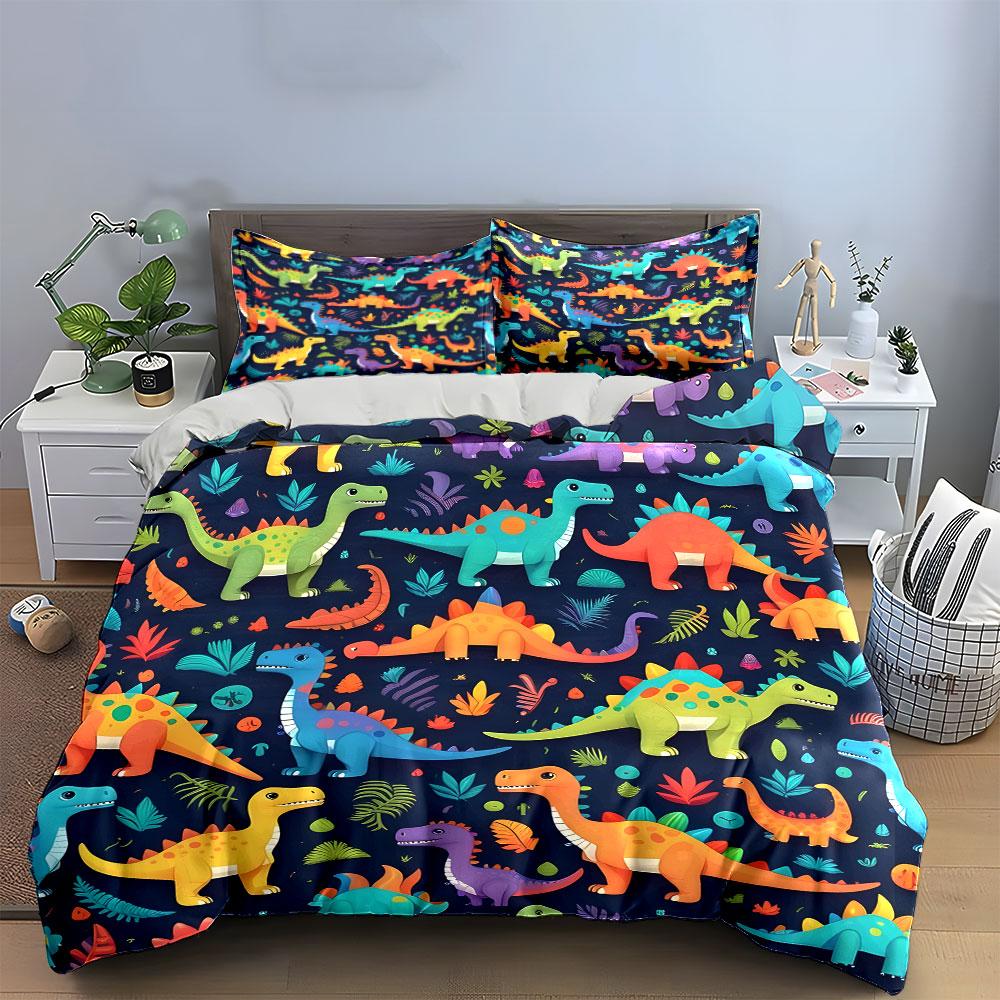 Dinosaur-Themed Colorful Kids Set Exquisite Three-Piece Bedding Set Gift For Kids And Adults