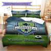 Name Custom Seattle Sounders FC Logo Pattern Bedding Set Quilt Cover Pillowcase Home Decor Gift (1 * Duvet Cover + 2 * Pillowcase, Without Core)