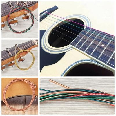 Rainbow Colorful Guitar Ocelové struny 6 strun Lidové kytarové struny Hudebník