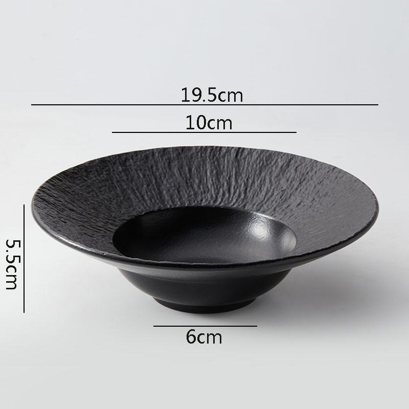 Farfurie ceramică cu textură de rocă de culoare solidă, farfurie groasă pentru supă, farfurie pentru salată, farfurii pentru paste, bucătărie moleculară, tacâmuri speciale
