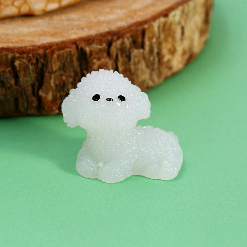 Luminous Bichon Frise Micro Ornament - DIY Resin Jewelry & Car Décor