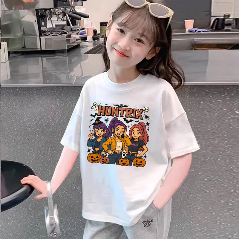 Kids Kpop Demon Hunters Children's T-Shirt Short Sleeve T-shirt Cute Kpop Demon Hunters Tiger Harajuku Tshirt for Boys Girls