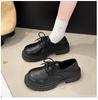 Thick-soled Spring New Low-top Single Women's Shoes Large-size Thick-soled Retro Small Leather Shoes
