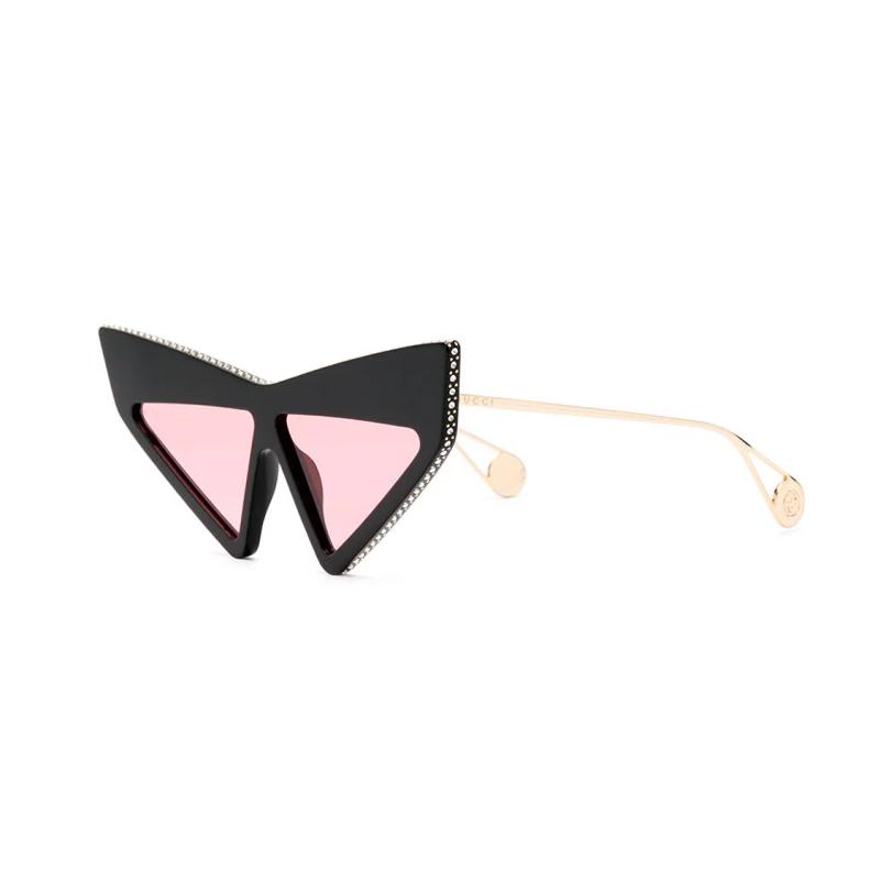 

Gucci Тонкие дужки Металлический Ацетат Кристалл Неправильной формы Солнцезащитные очки Женские Черные 70 чёрный