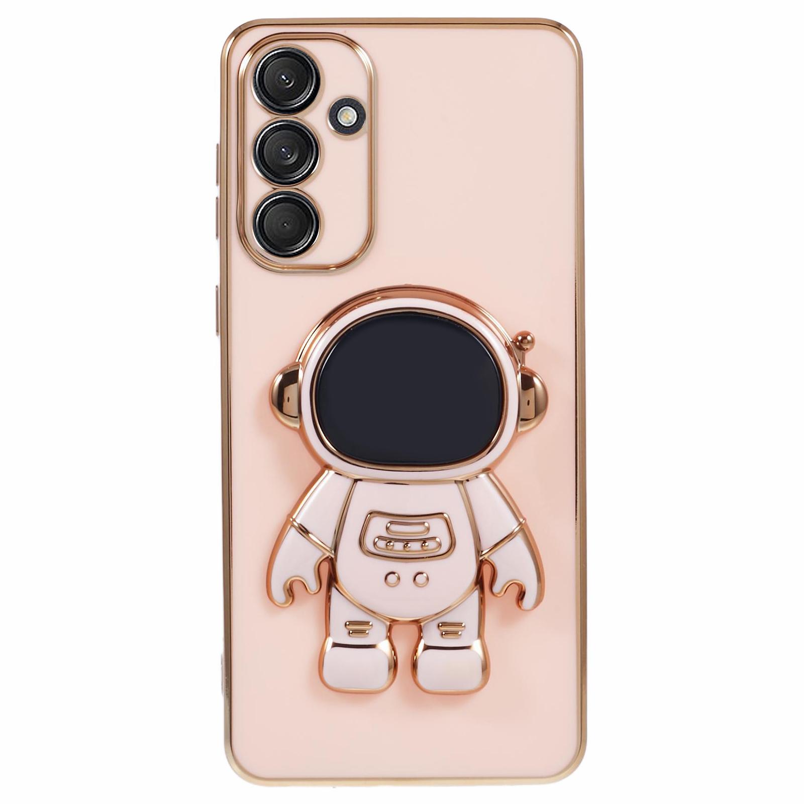 

For Samsung Galaxy A05s 4G Case Electroplating Soft TPU Phone Cover with Astronaut Hidden Kickstand B
