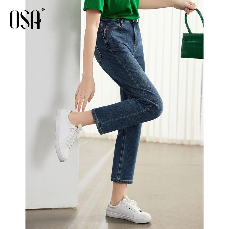 

Джинсы OSA с высокой посадкой, укороченные, прямые, как французский багет, весенне-осенние Deep nostalgic Blue XS
