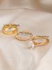 3pcs Elegant Cubic Zirconia Inlaid Ring Set, Jewelry Accessories Suitable For Women To Wear At Weddings, Parties And Gatherings,