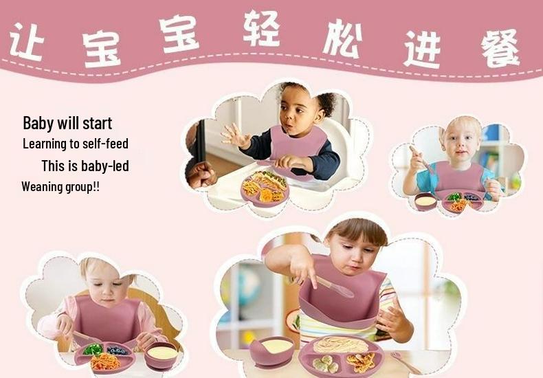 8-Piece Silicone Baby Tableware Set: Suction Cup Plate & Bowl for Baby Meals
