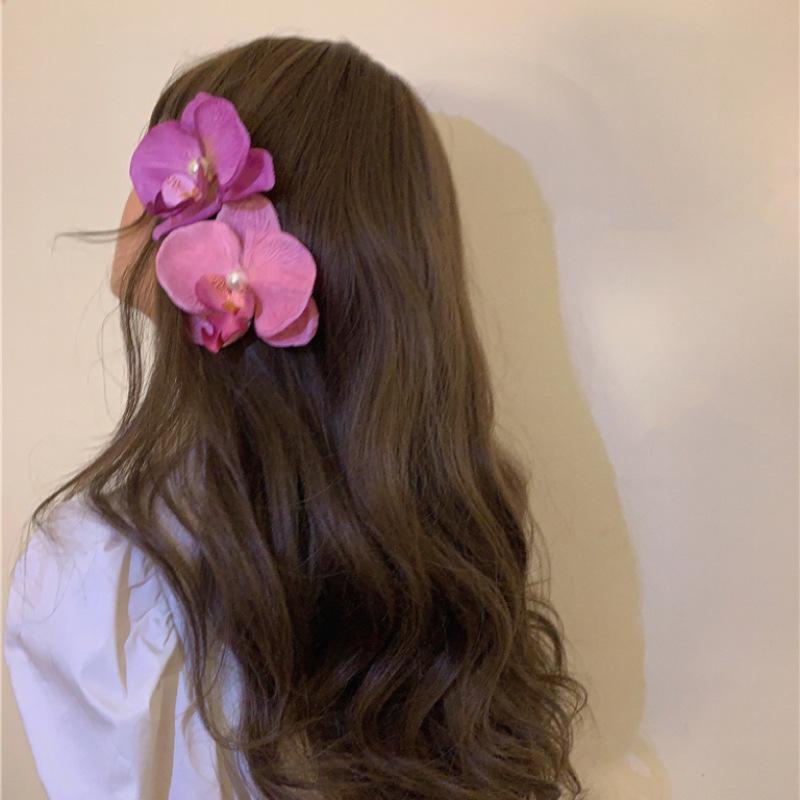 Fermaglio per capelli Phalaenopsis Rosa Dolce 2024 - Accessorio Floreale a Becchi d'Anatra da Donna per Primavera/Estate