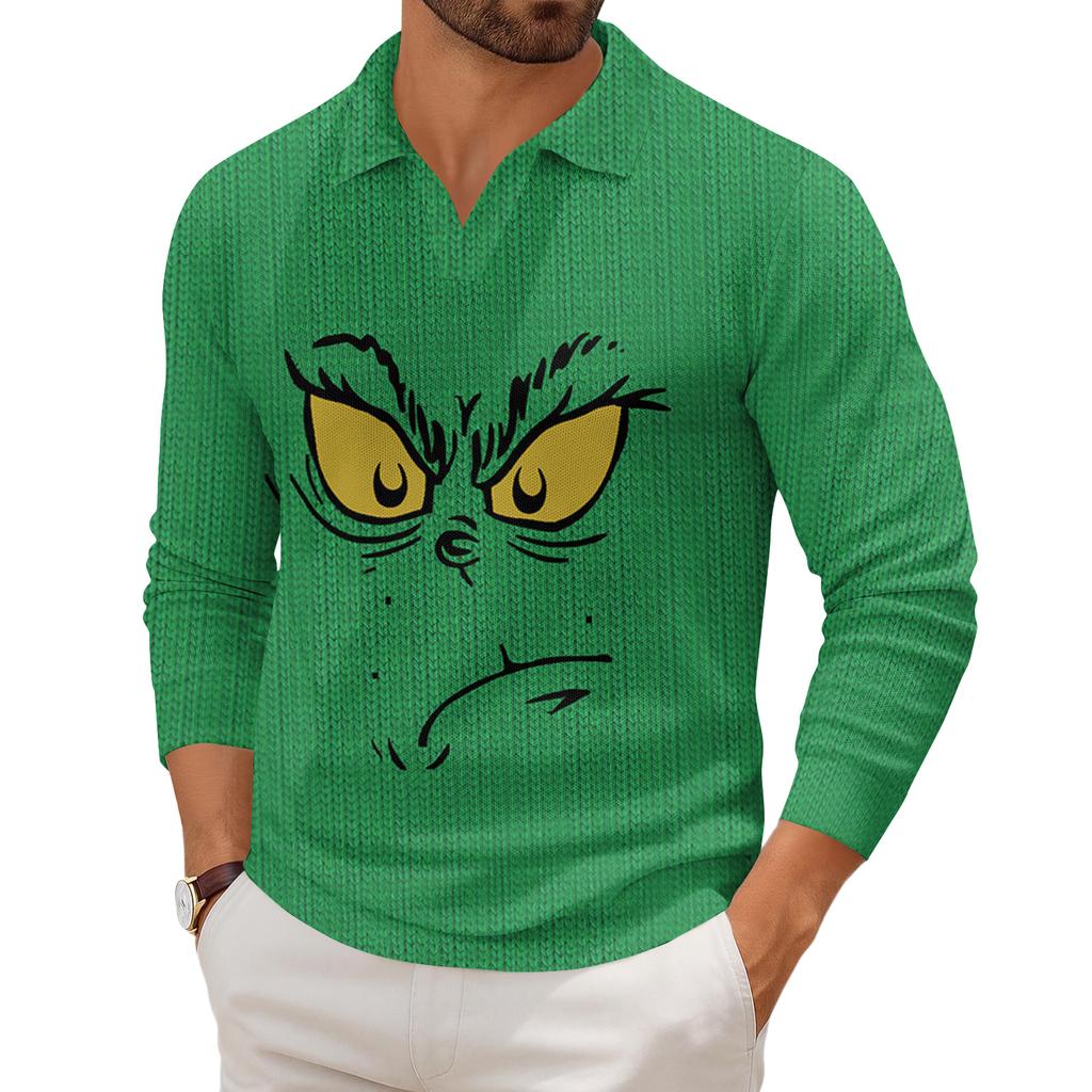 Men's Casual Collared Long-Sleeve Knit Base Layer Top