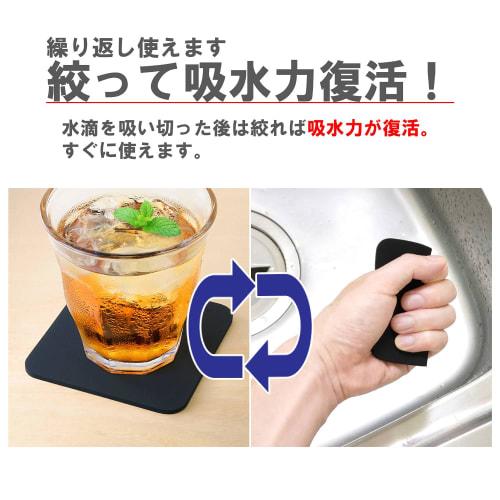 Aion Coaster, Absorbent Sponge, Square, Navy Blue, 9x9cm, Non-Stick, Non-Slip, Shatter-Resistant, Chip-Resistant, Washable, 753-NB