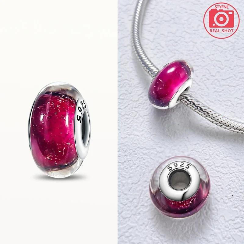 Brand New Copper Metal Colored Shiny Murano Glass Bead Components Round Charm Bead Components Compatible With Authentic Original Bracelet High