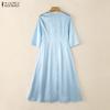ZANZEA Women Casual V-Neck Elegant Half Sleeve Dress