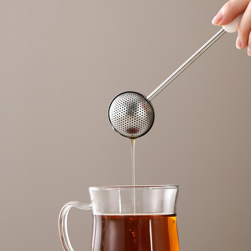 Long Handle Mesh Twisting Tea Ball Infuser Reusable Stainless Steel Tea Steeper Tea Egg Infuser For Loose Leaf Tea