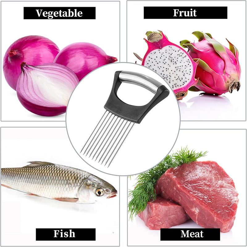 Stainless Steel Onion Slicer Holder Onion Holder For Slicing Food Slicers Assistant Tomato Onion Cutter Holder Cutting Fork