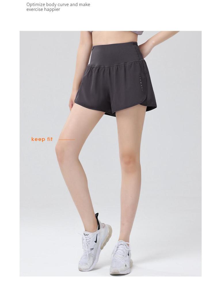 Women's Quick-Dry Anti-Exposure Yoga Shorts - Two-Piece Design, Running/Fitness, Thin Three-Quarter Length