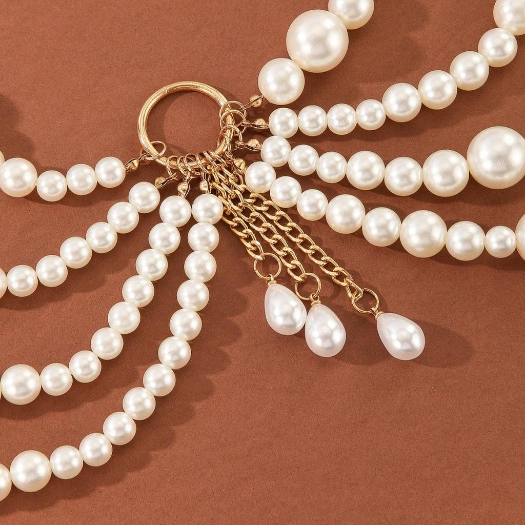 Multilayer Handcrafted Pearl Tassel Waist Chain For Summer Beach Wear