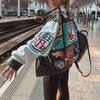 Women's Oversized Stand Collar Jacket Long Sleeve Color Block Printed Windbreaker Bomber Coat