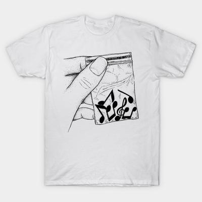 Men Black Print T-shirt Music No-Cut Heat Transfer Print Cotton Tshirt