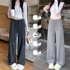 Modal Dark Gray Maternity Wide-Leg Drawstring Pants - Summer Casual Plus Size