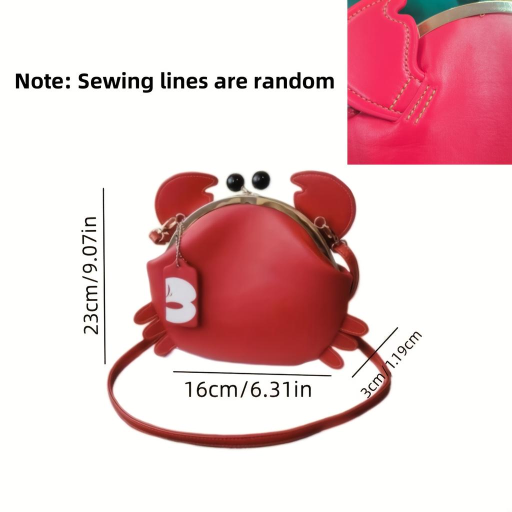 Damen Krabben Schultertasche - Verstellbarer Schultergurt, Glänzende rote krabbenförmige Clutch, Lustige Tier-Umhängetasche, Leicht, Modisch und kreativ