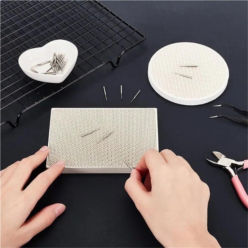 Shape For Jewelry Making Compatible 2Pcs Honeycomb Soldering Board Set Featuring Stainless Steel-Rectangle& Round Design