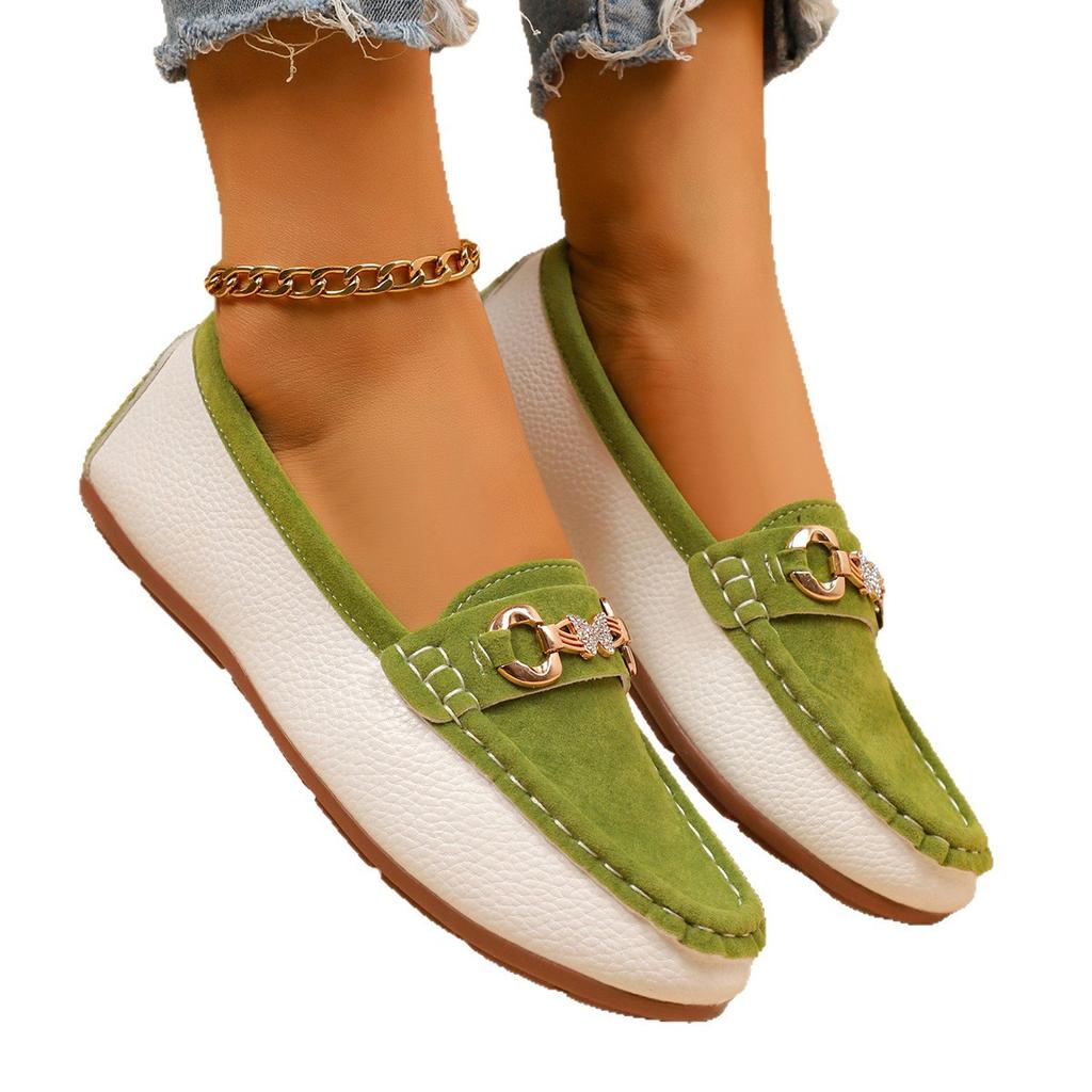 2025 New Large Size Loafers Women's Flat Heel Women's Single Shoes One Pedal Doudou Shoes Mom Shoes