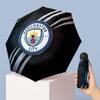 Manchester City Muster Druck Mini 5-fach 8 Rippen Kompakter Regenschirm Winddicht Wasserdicht Leicht Tragbar Faltbar