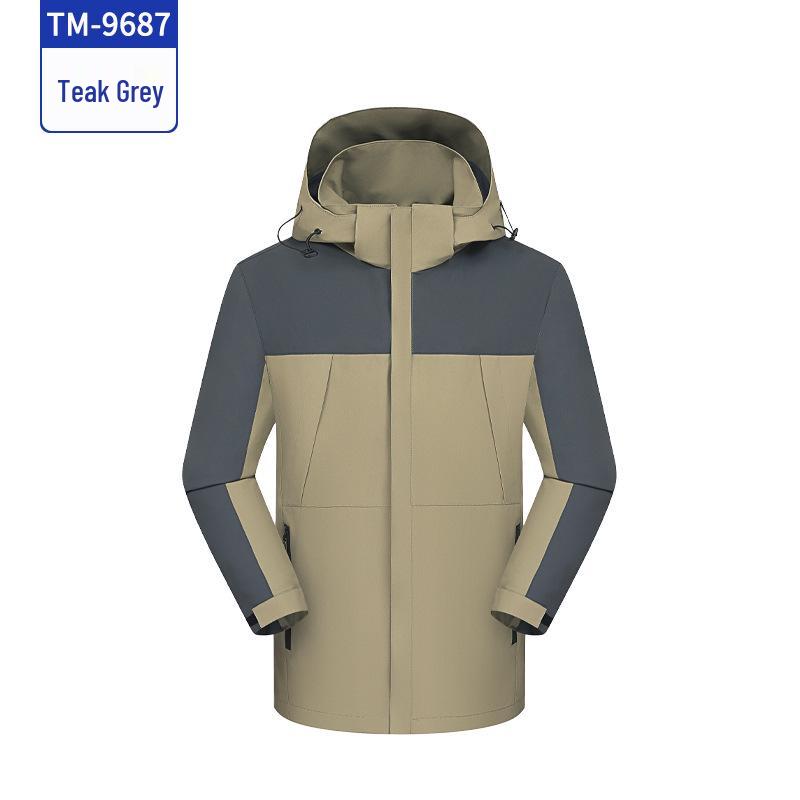 Autumn/Winter Thin Windbreaker with Detachable Hood and Custom Logo, Turn-Down Collar, Windproof Workwear Jacket