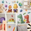 Self-adhesive Wall Stickers Cartoon Cute Dinosaur Reading Book for Kids Room Bedroom Living Room Home Decor