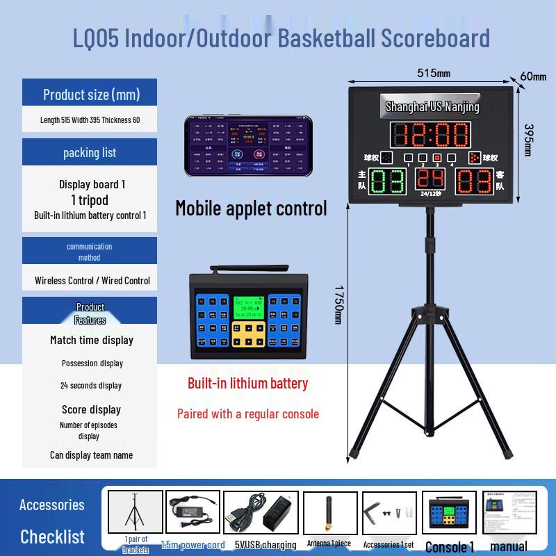 Basketball Electronic Scoreboard with 24-Second Shot Clock