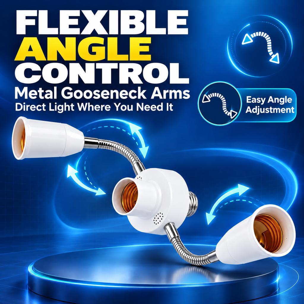 E27 Universal Socket with Flexible Arms (1-to-3/4/5/6)