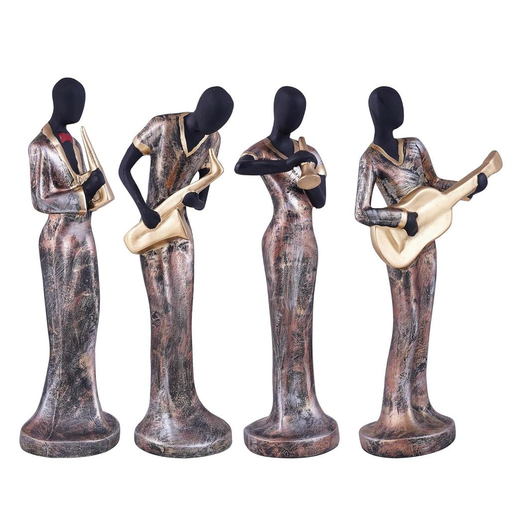 Resin Musical Instrument Showpiece, Set of 4 (Gold)