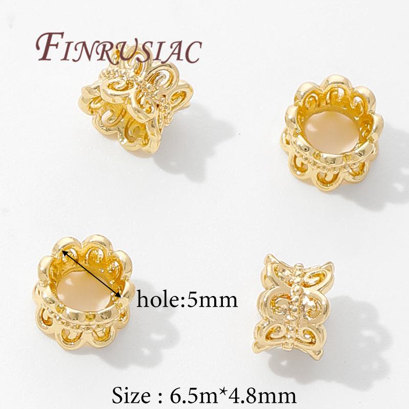18K Gold Plated Beads with Large Hole,Beads For Bracelets Accessories,Separator For Beads,Supplies For Jewelry DIY Findings