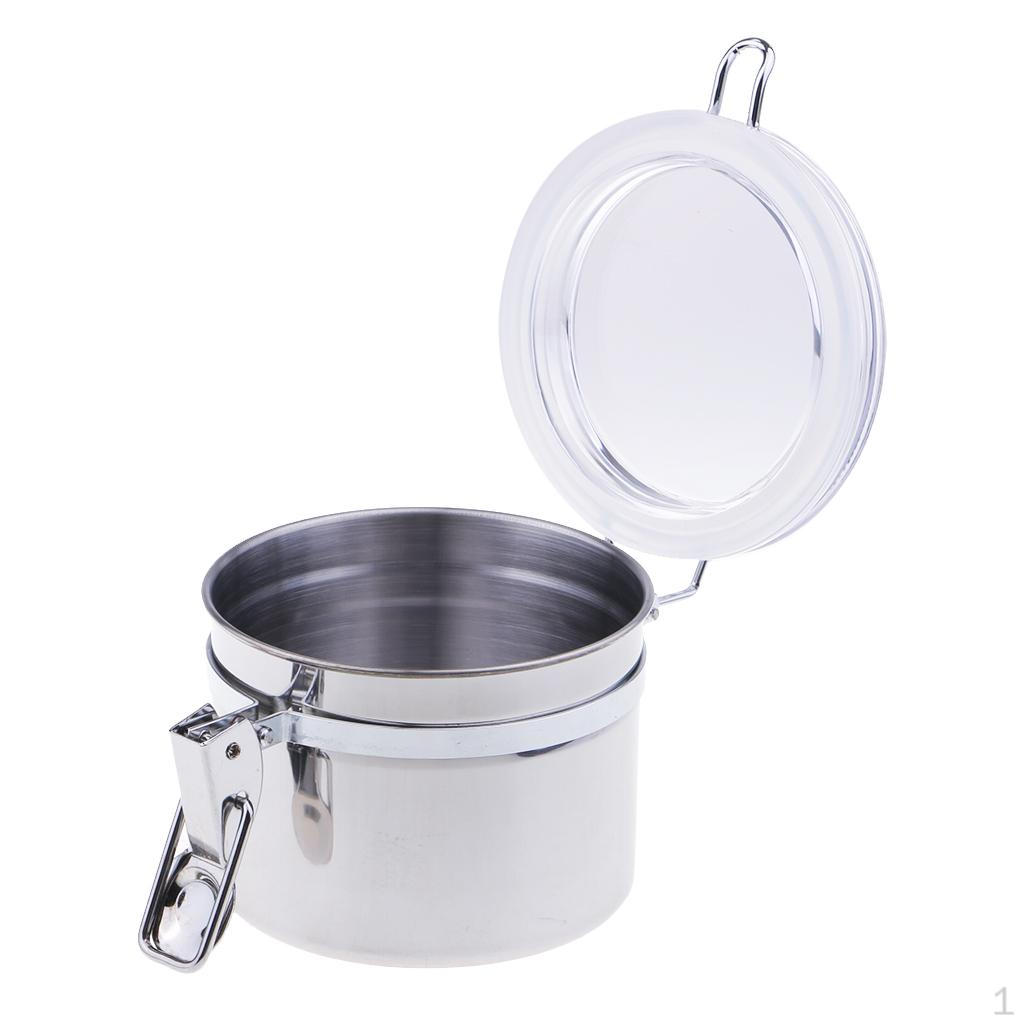Kitchen Canister, Stainless Steel Container With Clear Acrylic Lid 17oz