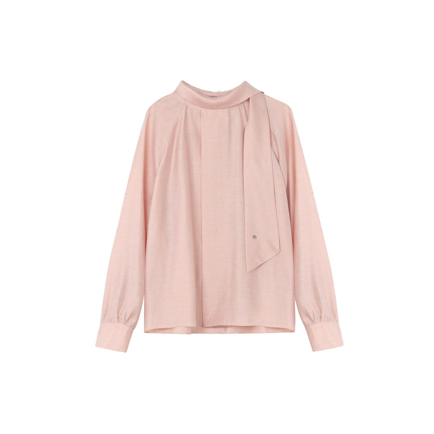 

Chachastu Pink Long Sleeve Ribbon Slimming Top - Women’s Autumn Winter Casual Versatile Petite Shirt Small розовый/мёд