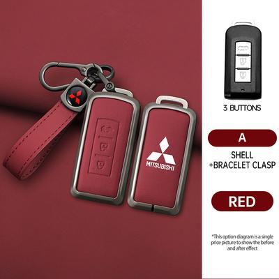 Leather Car Remote Key Case for ASX LANCER Pajero Sport Outlander Eclipse Cross Keychain Full Cover Shell Accessories