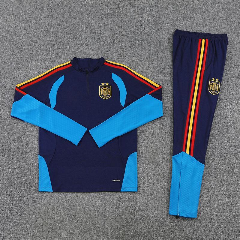 Adult National Team Soccer Training Jerseys Long Sleeve Half Zip Cotton Blend Sports Wear