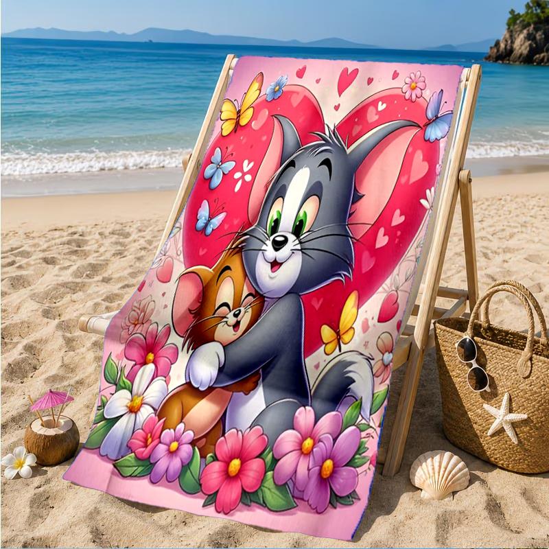 Cat And mouse Romance Beach Towel, Super Soft Microfiber, Perfect Gift for Her/Him, Birthday, for Pool, Beach, Travel, Decor Beach Party