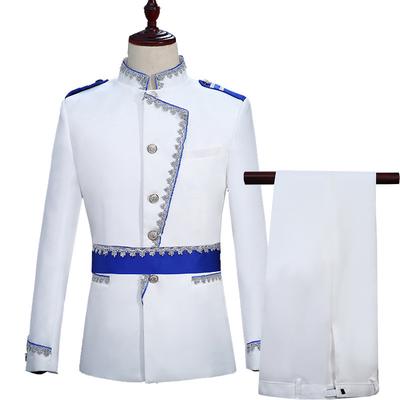 Court Dress Performance Clothes Men Preside Over The Stage Annual Meeting White Prince Performance Clothes Military Dress