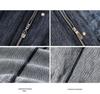 Xin Ge Blue Linen Workwear Jacket with Drawstring Waist and Multi-Pockets