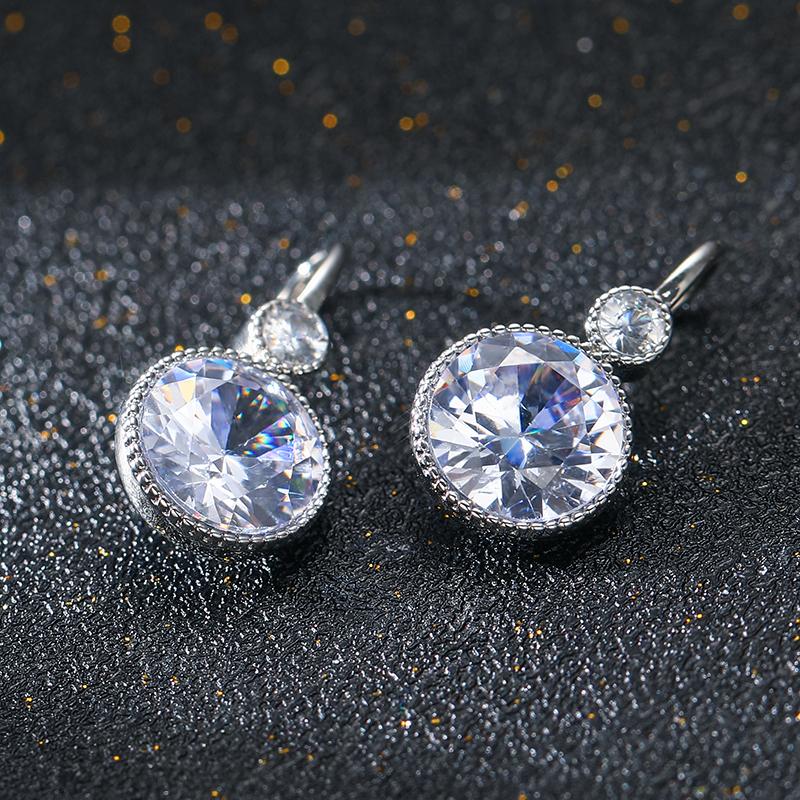 Trendy Christmas Birthday Gifts Two Colors Round Zircon Pendant Earring for Women Temperament Daily Accessories Zircon