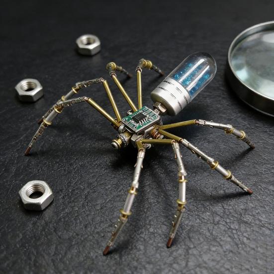 Model Păianjen Mecanic Steampunk Ornament Păianjen Metalic 3D Steampunk Kit Asamblare Păianjen Puzzle DIY Cadou Iubitor de Păianjeni Copii Adulți
