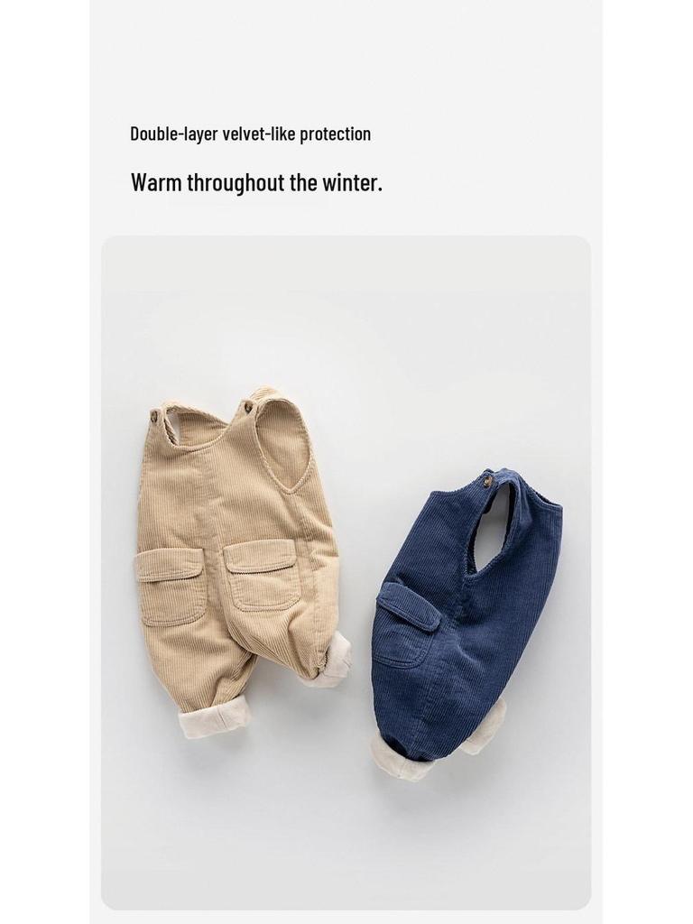 Fleecegefütterte Baby-Overalls für Herbst/Winter: Baumwollhosen für Jungen, Freizeitkleidung für Mädchen und Kleinkinder, Baby-Body