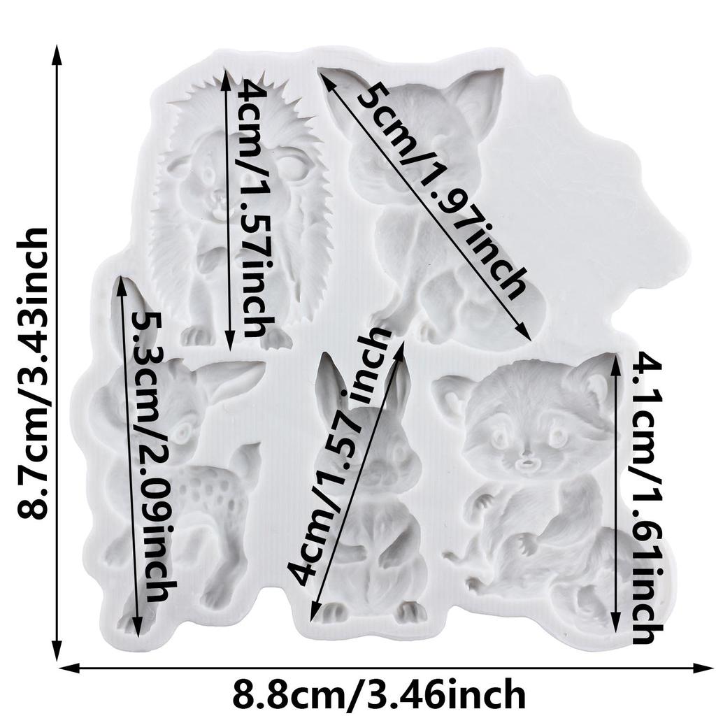 Animal Themed Silicone Molds Fox Squirrel Rabbit Sika Deer Fondant Mold Cake Decorating Tools Cupcake Topper Candy Chocolate Gumpaste Mold