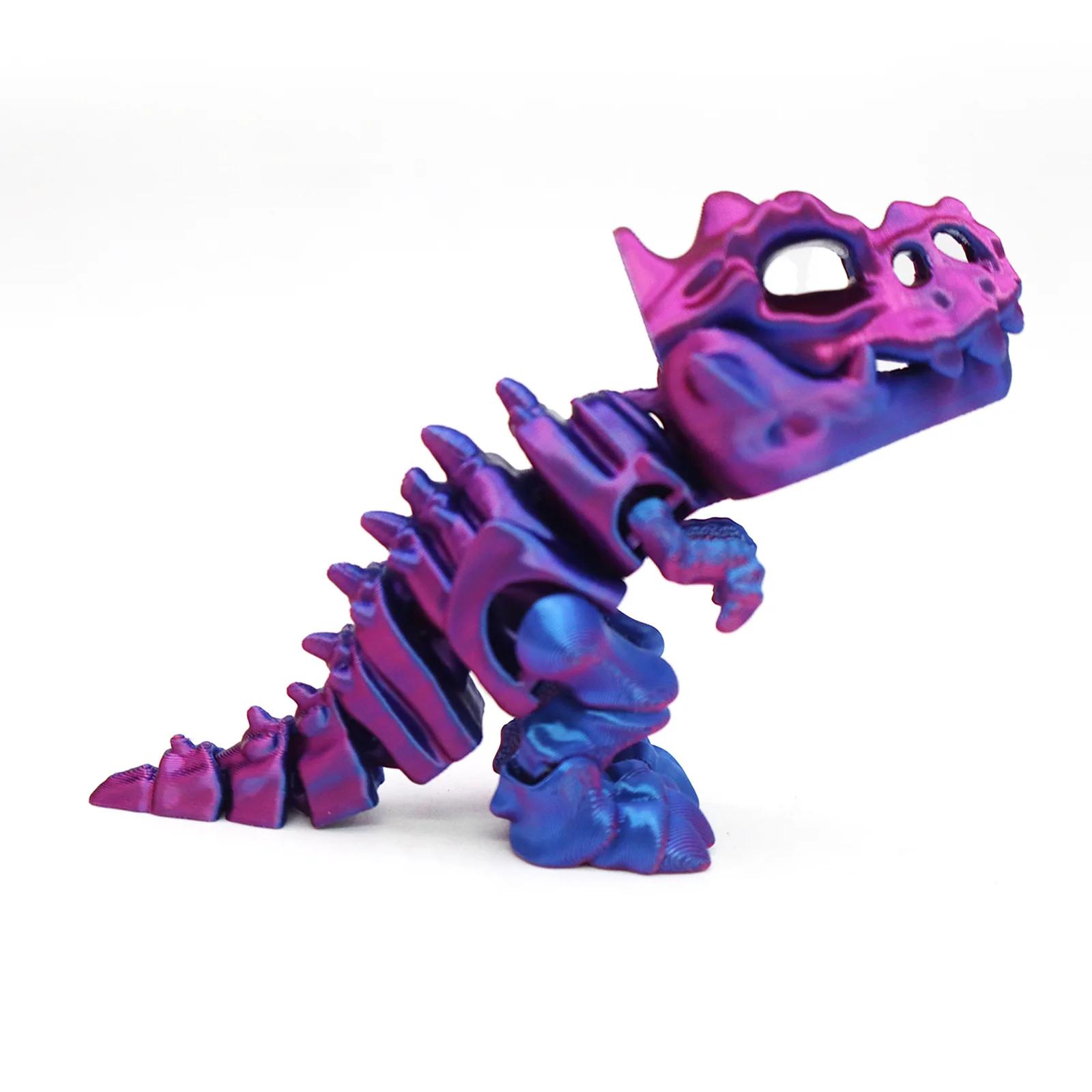 

3D Printed Dragon Toys Figurines Model Desktop Decoration Fidget Toy Rotatable Tyrannosaurus Rex Skeleton Dinosaur Miniatures