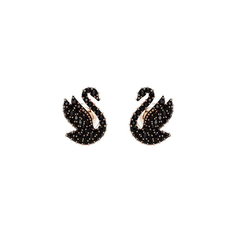 Swarovski Swan swan pattern earrings women s black 5684608