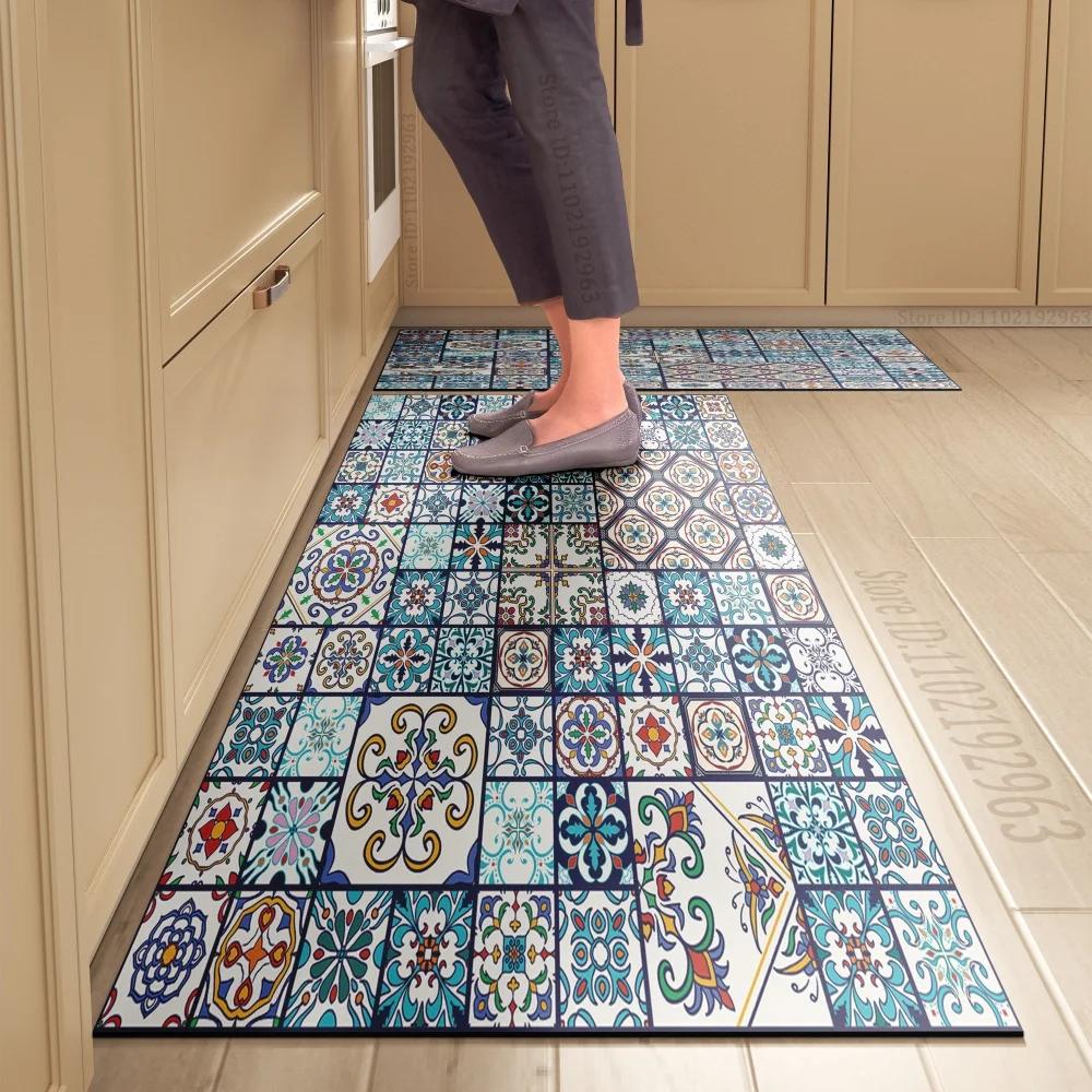 1PCS Kitchen Floor Mat Waterproof, Anti-skid, Anti-dirty Foot Mat Household Door Mat Crystal Velvet Long Strip Carpet Door Mats