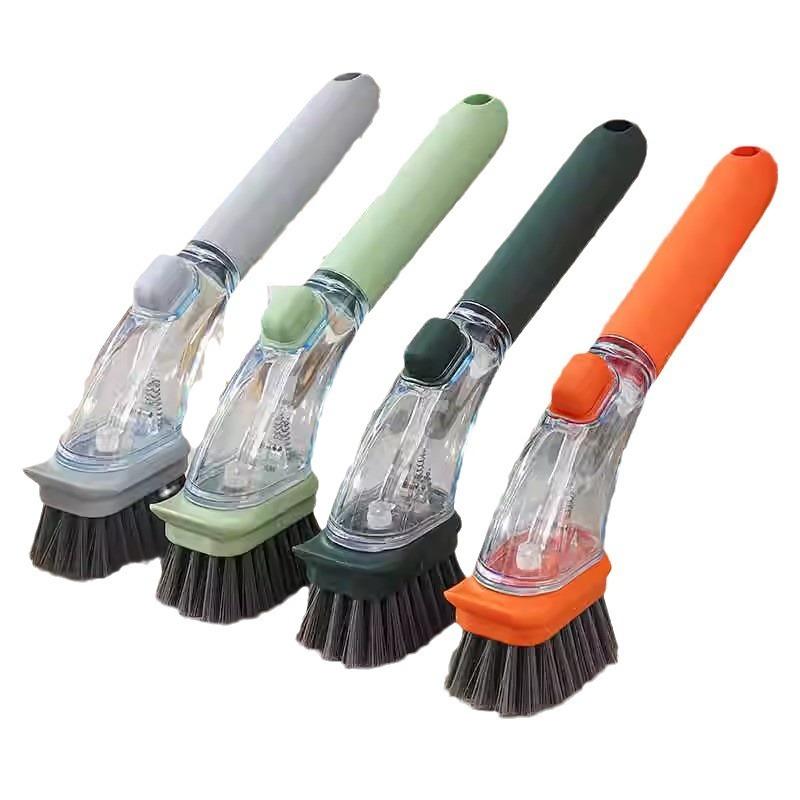 1PC Household Kitchen Pot Brush Artifact Washing Splash-proof Pot Brush Multifunctional Dormitory Kitchen Brush Press Cleaner Integrated Brush